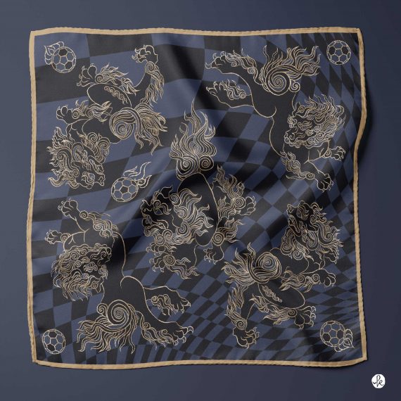 "Shishi Asobi" G&Silk Pocket Square Duo